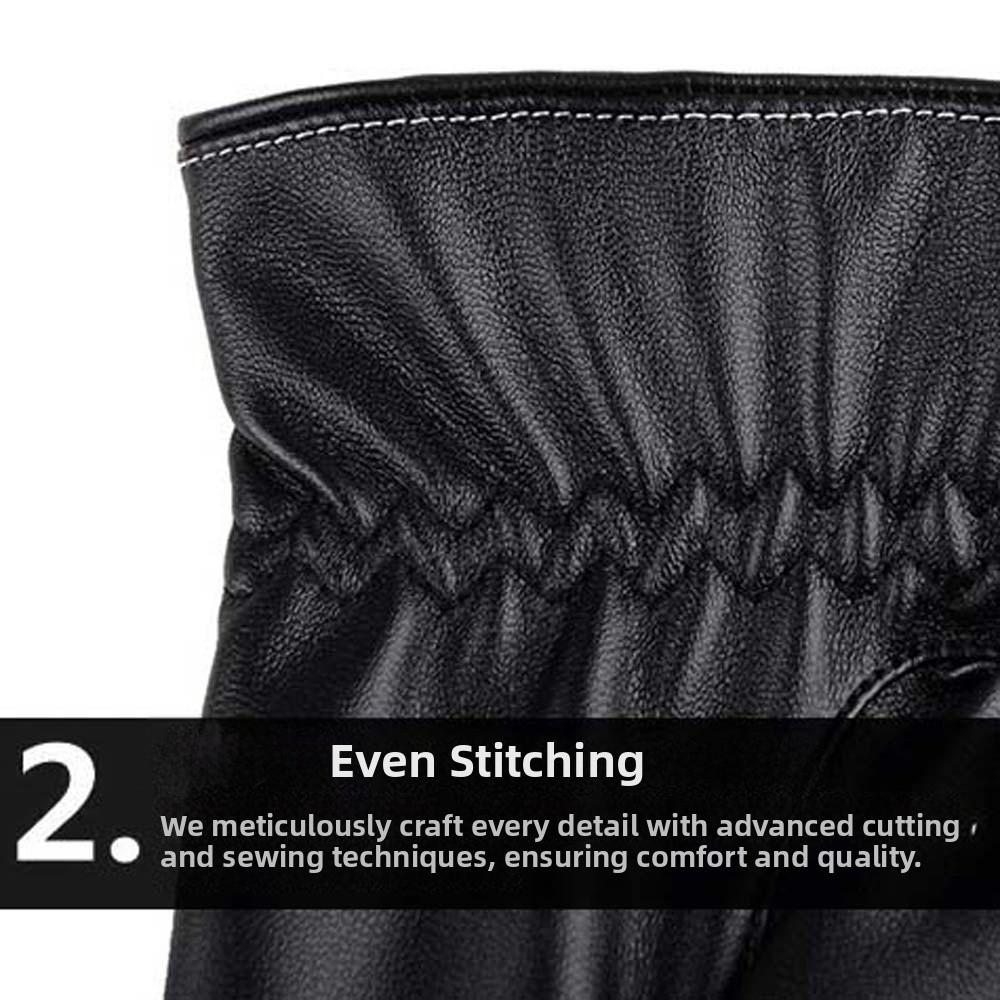 1pair Soft Black Thickened Gloves Waterproof Windproof Mittens PU Anti-cold Gloves  Cycling