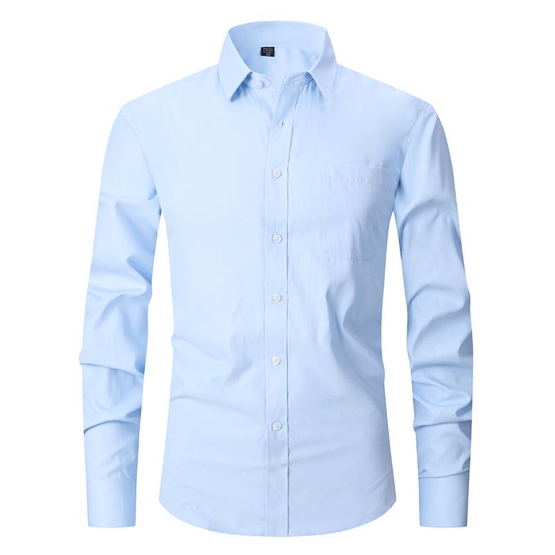 2025 Spring/Summer Men's Large Solid Color Casual Long Sleeve Shirt
