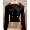 2026 Autumn/Winter French Chic White Lapel Knitwear: Women's Elegant, Waist-Cinched Slimming Sweater.