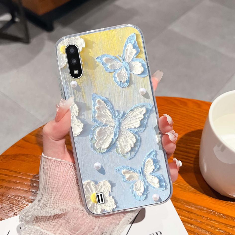 New Cases For Samsung A01 A02 A02S A03 Core A04 A04E A10 A10E A10S A11 A12 A13 A14 A21 A22 New Pink Wings Pattern Silicone High Shockproof For Samsung