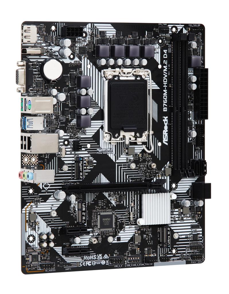 ASRock Motherboard Compatible with Intel 12th and 13th Gen CPUs B760 Micro ATX Japanese Retailer B760M-HDV/M.2 D4, (LGA1700), Chipset, DDR4, [Official