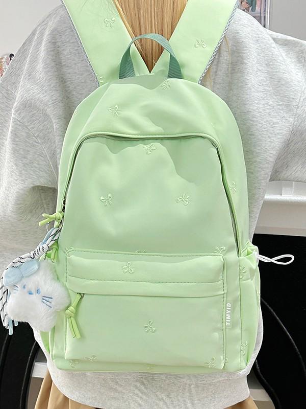Girls' Versatile Shoulder Bag: Cute Embroidered Bow Backpack for Students and Travel
