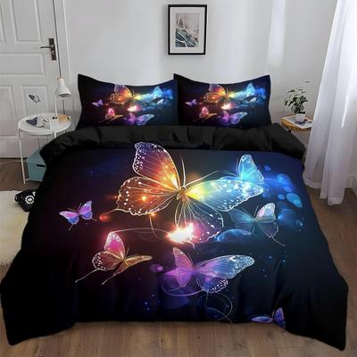 Copripiumino Double Face Arte Fantasy Acquerello Farfalla Microfibra Set Biancheria da Letto, Biancheria da Letto Set Copripiumino Fantasy Farfalla