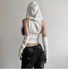 Damen Sommer Ärmelloses Kapuzen-Crop-Top: Sexy, Zerrissen, Grenzüberschreitender Ödland-Stil