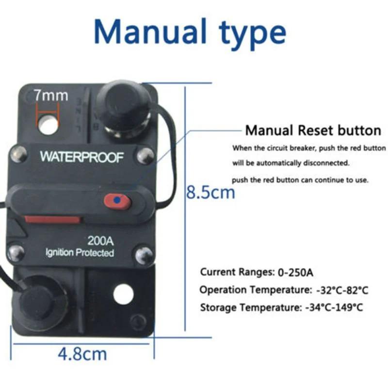 30A 40A 50A 60A 70A 80A 100A 120A 150A 200A 250A 300A AMP Interruttore Fusibile Reset 12-48V DC Auto Barca Auto Impermeabile