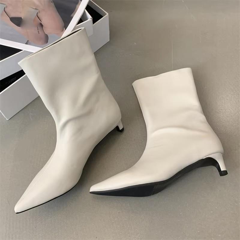 Winter Fashion Pointed Toe Women Ankle Boots Ladies SHort Modern Shoes Thin Low Heel Party Pumps Zapatos Mujer