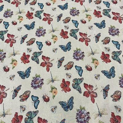 Pastoral Jacquard Color Weave Fabric: Insect & Butterfly Design for Clothing, Tablecloths, Bags, Handbags, and Sofas.