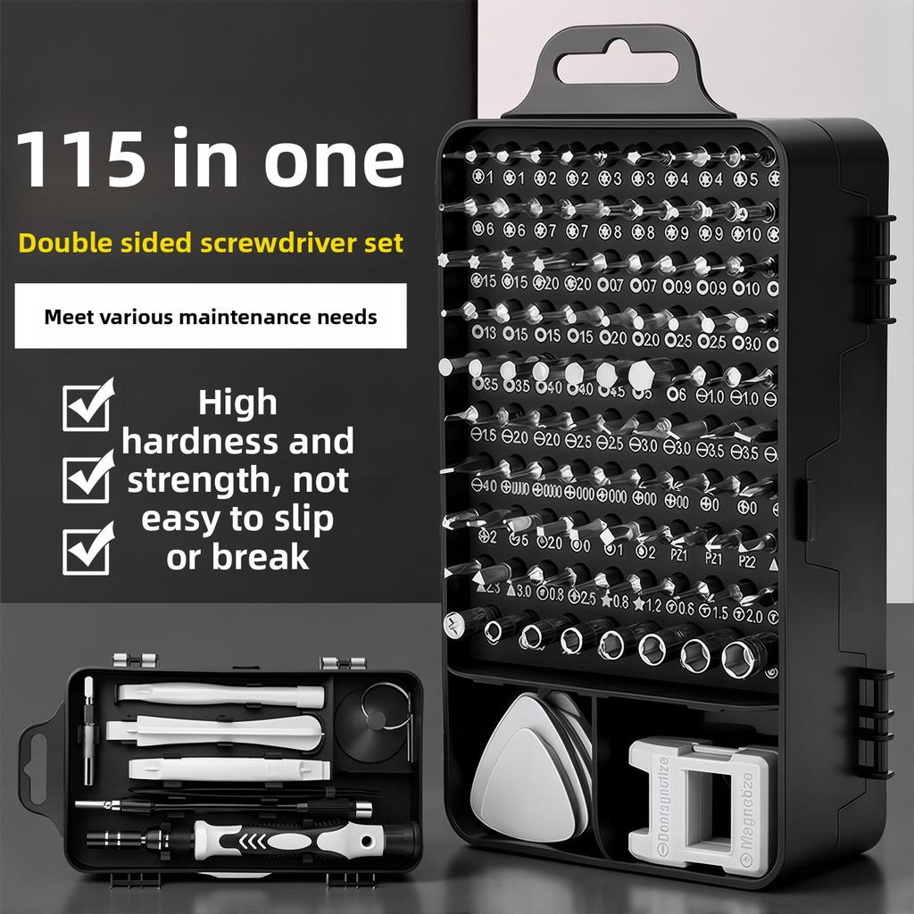 Ensemble d'outils matériels, jeu de tournevis combinés, 115-en-1 pour le démontage et la maintenance d'horloges, d'ordinateurs et de téléphones portables