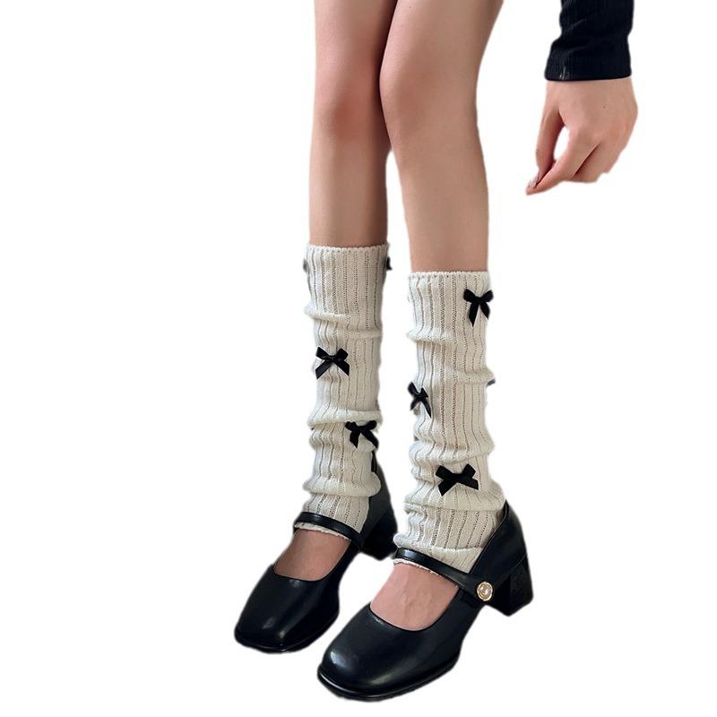 Xia Nuo Autumn/Winter Women's Ballet-Style Knit Bow Knot Leg Warmer Socks