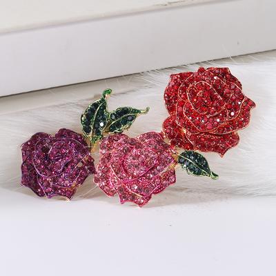 Big Rhinestone Large Flower Brooches For Women Vintage Badge Fashion Brooch Pin Sparkling Rose Weddings Birthday Party Gifts