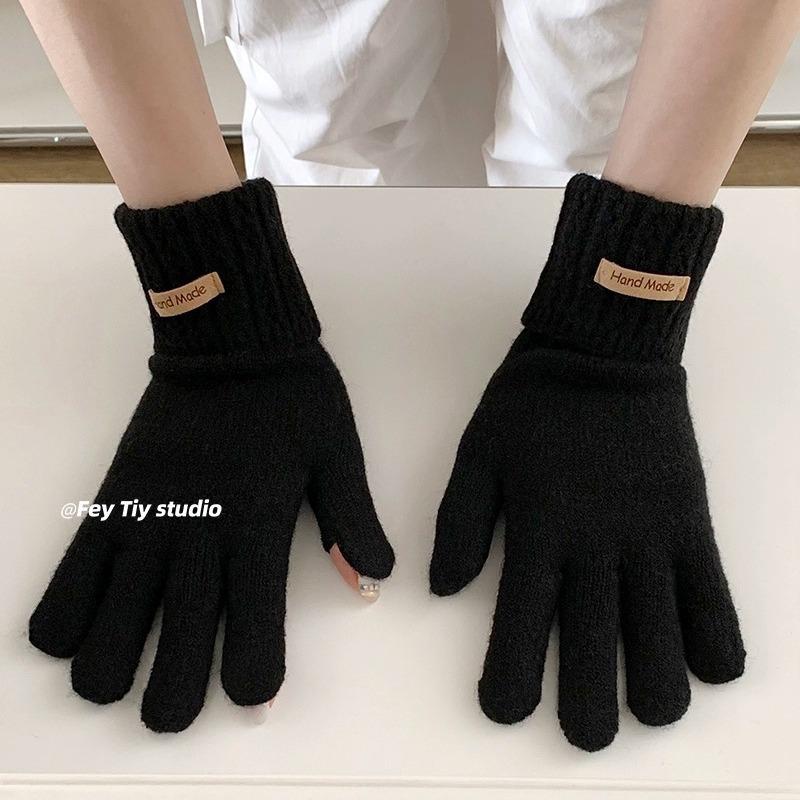 Fashionable and Tactile Five Finger Gloves for Women  Warm in Autumn and Winter Split Finger Touch Screen Opening