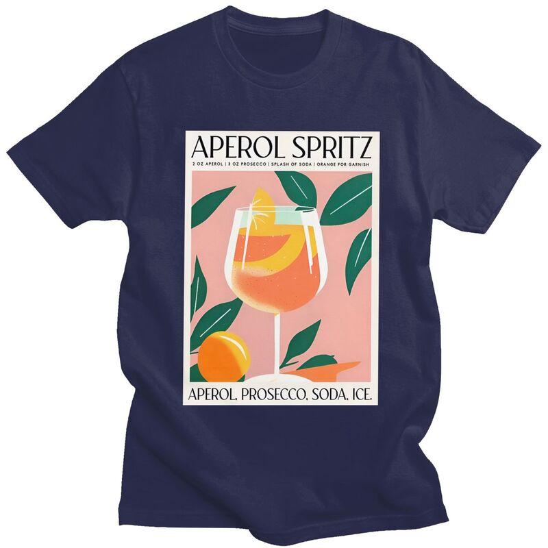 Custom Vintage Cocktail Drink Orange Spritz Aperols T Shirt Men Short Sleeve Tshirts Casual Tee Pure Cotton Slim Fit Tshirt