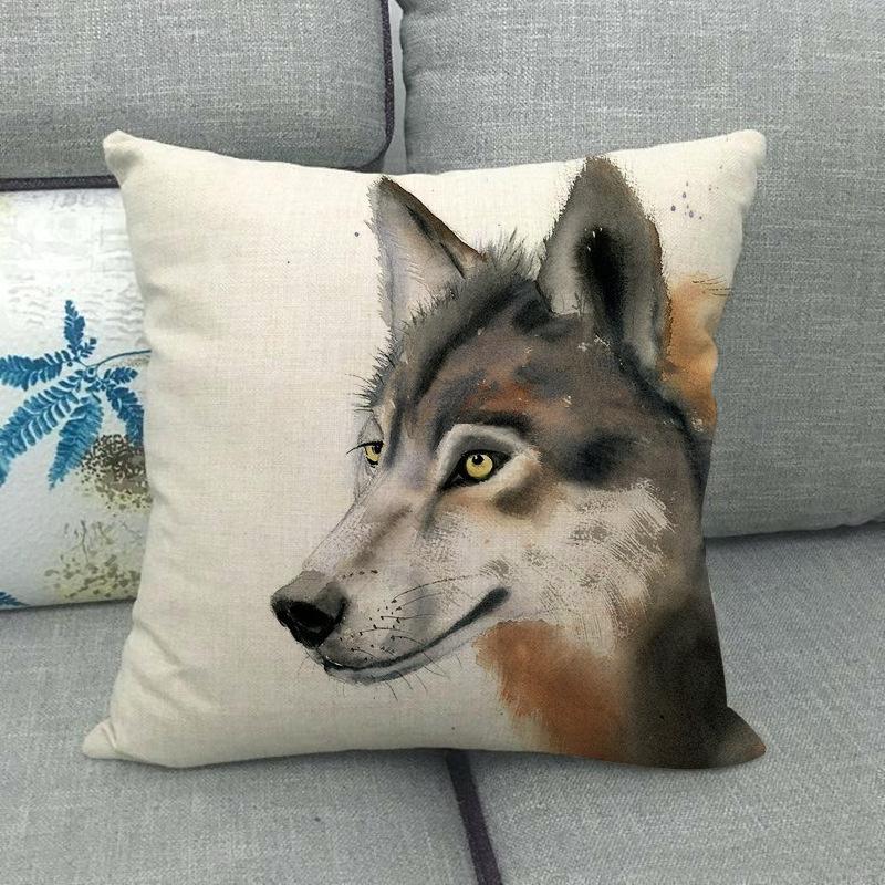Bear Tiger Lion Fox Wolf Animal Patterns Digital Printing Short Plush Pillow Covers For Car Sofa Office Cushion Cover Home Goods