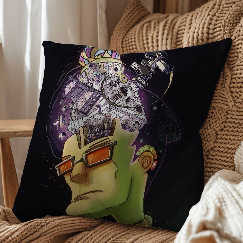 Retro Style Game Psychonauts Pillow Case Pillow Case Living Room Sofa Cushion Cover Suitable For Home Bedroom Room Decoration