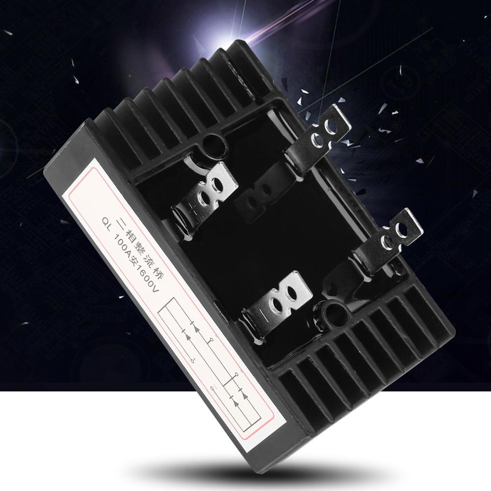 1pc 100A Amp 1600V Voltage 2 Phase Diode Bridge Rectifier High Power Black