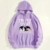 Cute Penguin Print Hoodie Loose Fit Long Sleeve Pullover Sweatshirt Men Casual Wear