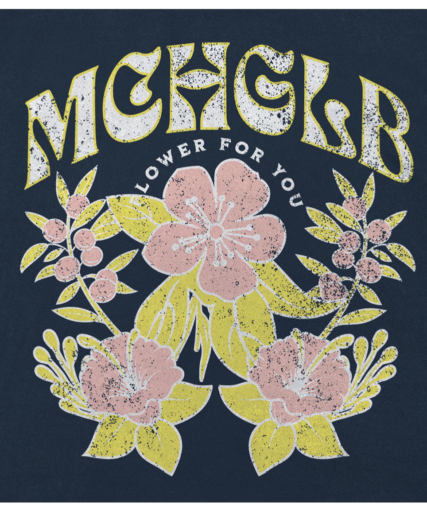 MATCHGLOBE Hawaiian Flower Crop Top (Navy)