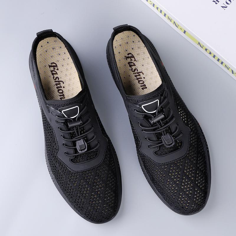 

Summer Men Casual Mesh Shoes Cool Breathable Comfortable Men Outdoor Hiking Sneakers Fashionable Men Soft Sole Hollow Out Shoes 46 чёрный