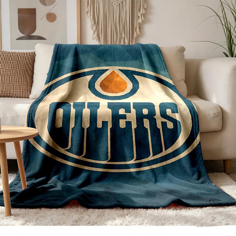 Edmonton Oilers Soft and Comfortable Flannel Suitable for Sofas Living Rooms Outdoor Camping Travel and Also Makes a Great Anniversary Gif