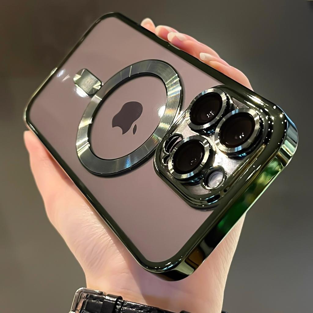 Gjennomsiktig galvanisert magnetisk deksel til iPhone 16 Pro Max 16 Plus 14 13 12 11 15 Pro Max For Magsafe trådløs lading telefondeksel