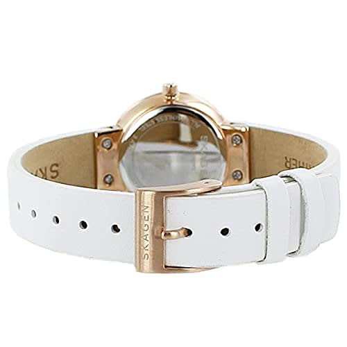 Dámské hodinky Skagen Leonora růžové zlato bílá kůže SKW2769