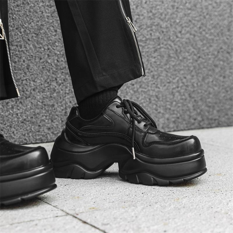 Platform Dad Shoes Ins Heightening Casual Versatile Big Head Derby Shoes Black Muffin Bread Shoes 54458-J