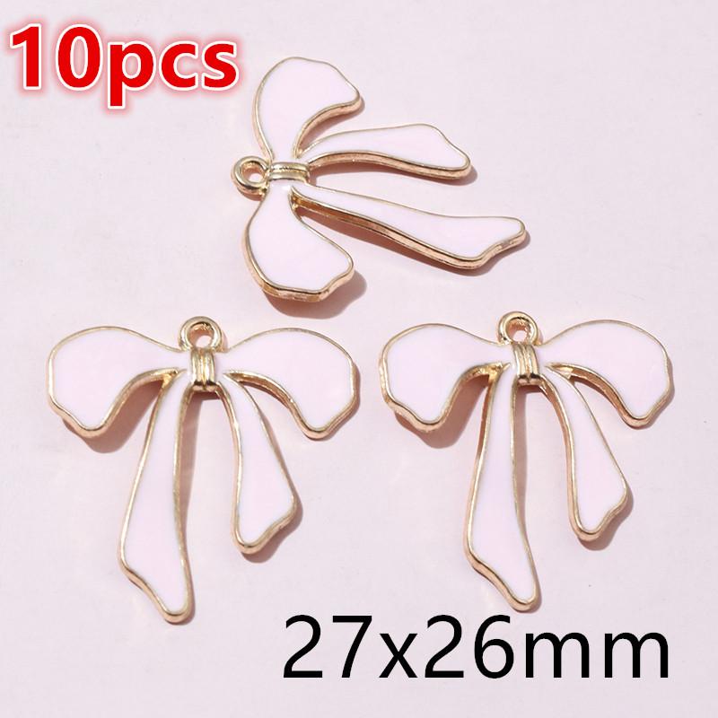 10-20pcs Bow Charms Pendant Enamel Alloy Metal Craft DIY Jewelry Making Accessories Findings for Earrings Necklace Bracelets