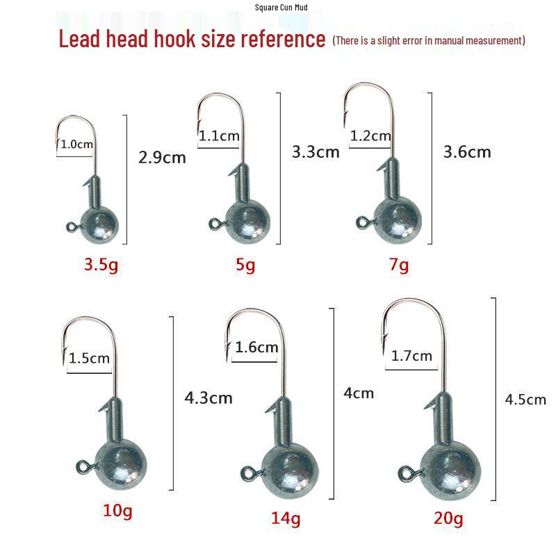 Sada měkkých nástrah s olověnými hlavičkovými háčky s kadeřavým ocáskem pro daleké hody při lovu okounů