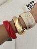 Boho Red Beige Acrylic Resin Chunky Bangles for Women Vintage Punk Enamel Metal Glossy Geometric Cuff Bangle Aesthetic Jewelry