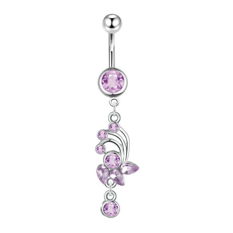 1Pcs Stainless Steel Cross-Border Hot-Selling Love Belly Button Ring 14G Tassel Pendant With Zirconia Belly Button Stud