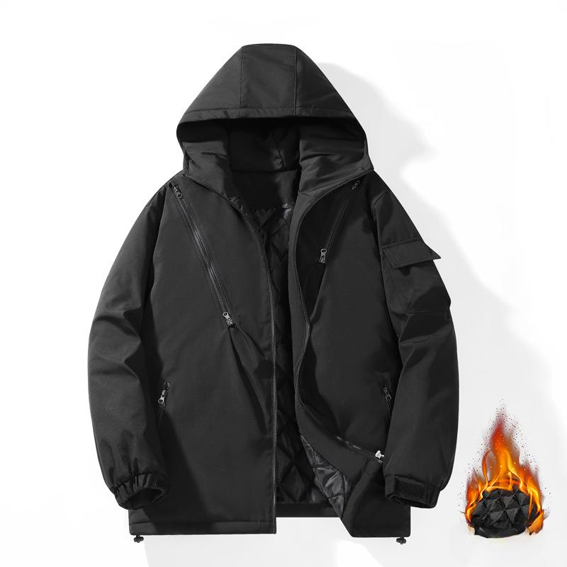 Men's Cotton Thickened Bread Clothing Youth Fashion Hooded Casual Jacket