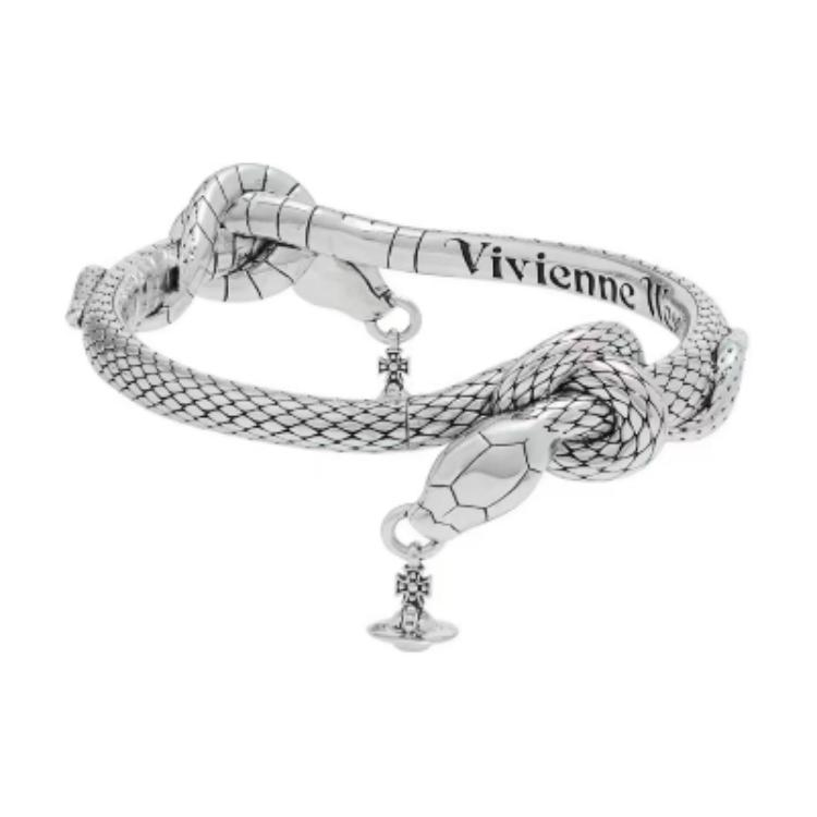 

Vivienne Westwood Albane Bracelet Logo Design Snake Year Edition Unisex Bracelet Brass Silver 6103008Q-02P017-IM Box,W2