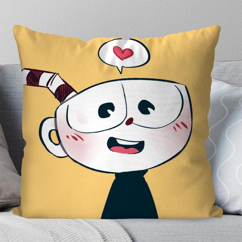 C-Cuperhead Animated Adventure Game Pillow Case Square Pillow Bedroom Sofa Leisure Comfort Car Living Room Home Decoration 40X40