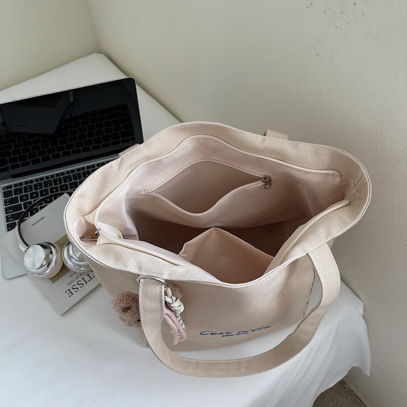 Tote Bag Women's Large Capacity Shoulder Bag Letter Embroidery Underarm Bag