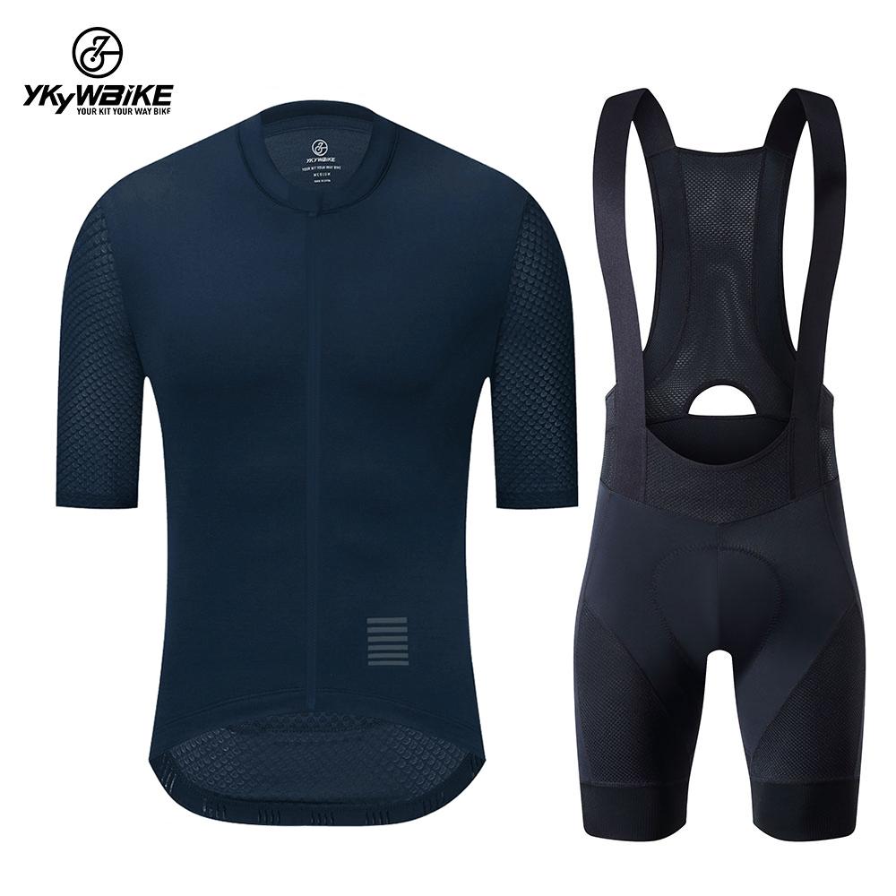 YKYWBIKE Cycling Jersey Set Classic MTB Cycling Bib Shorts Kit Reflective Custom Bike Clothes Bicycle Clothing Maillot
