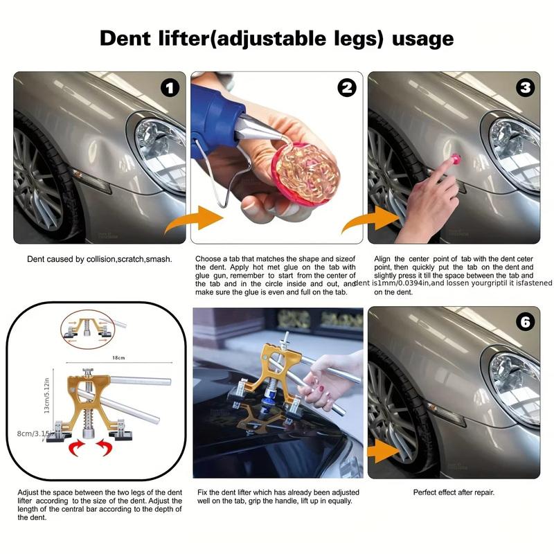 PWSAuto Body Dent Repair Kit Car Dent Puller With Golden Dent Puller For Auto Body Dent Removal Minor Dent And Deep Dent Removal