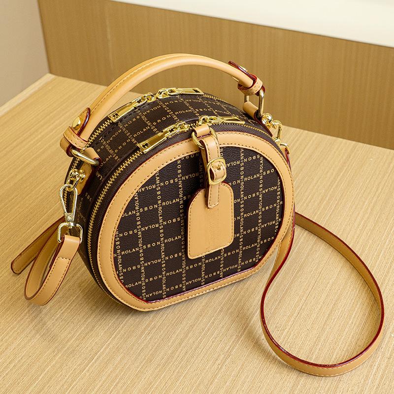 Niche Design Retro Handbag, Women's Bag, Versatile Round Cake Bag, Multi-compartment Large-capacity Single-shoulder Bag, Crossbody Bag