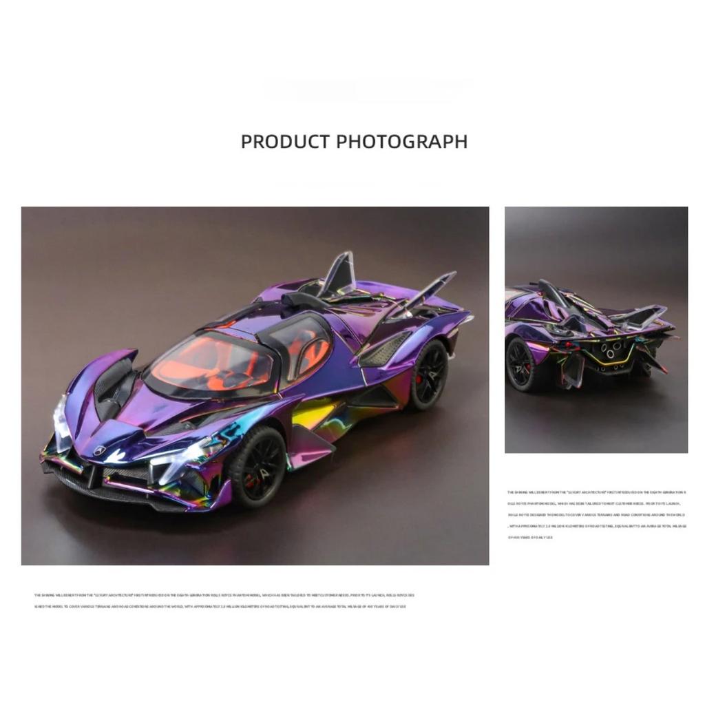 1/24 Apollo Project EVO Alloy Sports Car Model Diecasts Metal Electroplated Racing Car Vehicles Model Sound Light Kids Toy Gift