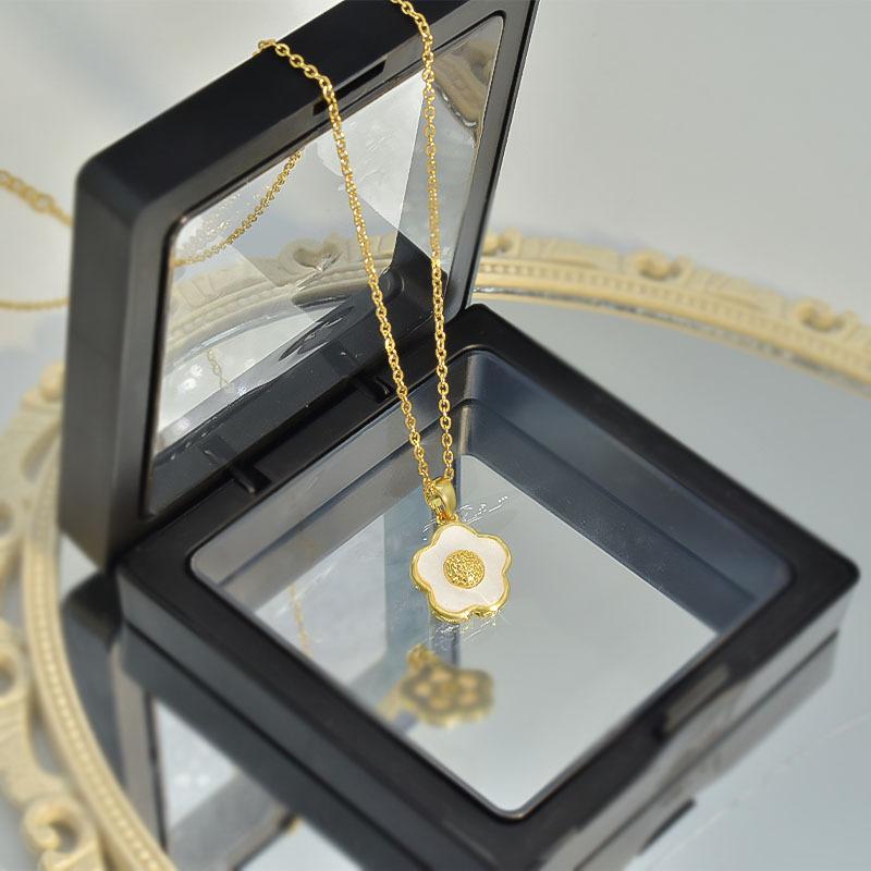 

Ожерелье из титановой стали с пятью лепестками рябчика, женский кулон в виде нежного и свежего натурального цветка премиум-класса