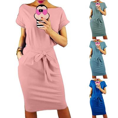 Damska Moda Cool Kolor Casualowa Formol Imprezowa Krótki Rękaw Elegancka Sukienka