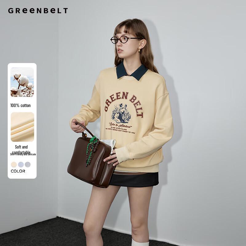 

GREEN BELT Loose Fit Letter Print Round Neck Sweatshirt L