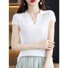 Women's POLO Collar Short Sleeved Knitted T-shirt Loose Top Summer New T-shirt Pullover