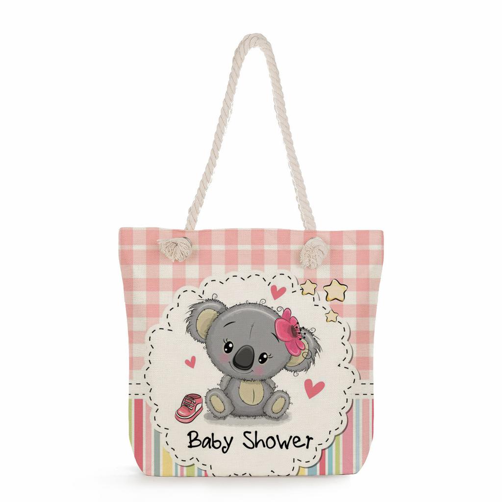 Koala print thick rope single-shoulder beach bag 7265