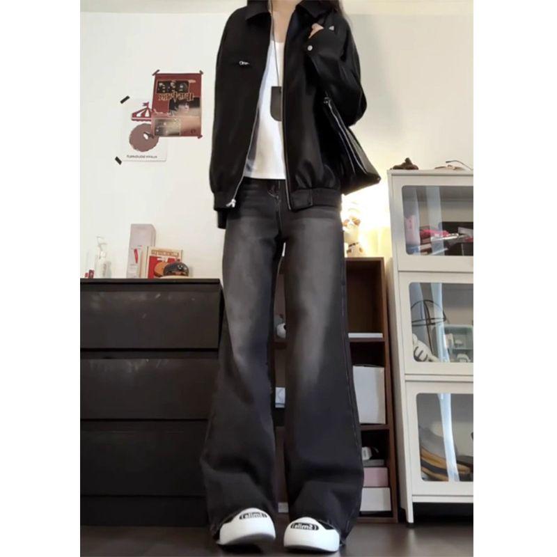 Cement Grey Micro-Flare Jeans: Women's Summer 2026, Thin Style, Pear Shape, Plus Size, Slimming Straight Leg Pants