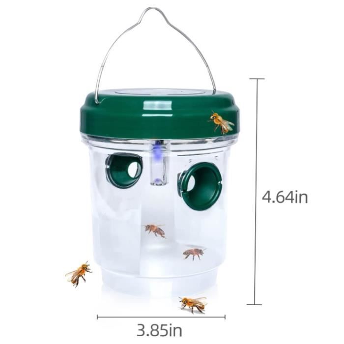 Drosophila Falle Fliegen Wespen und Mückenfalle Solar LED Fliegenfallen Außen Wespen für Bienen Gelbjacken 2er-Pack (Grün)