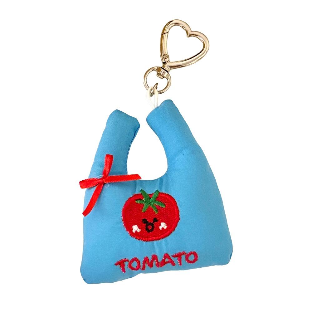 

New Cute Fruit Handbag Design Keychain Cartoon Cloth Bag Key Ornament Shopping Bag Keychain Gifts синій