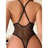 New Arrival European and American Sexy Mesh Cross Shoulder Strap See-through Lace Polka Dot Jumpsuit Women with Snap Button Base Clothing