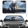 1Pcs Gray Wolf Mountain Pattern Windshield Sunshade UV Rays Heat Blocker Keeps Vehicle Cool Unique Design Fit Sedans SUVs RVs