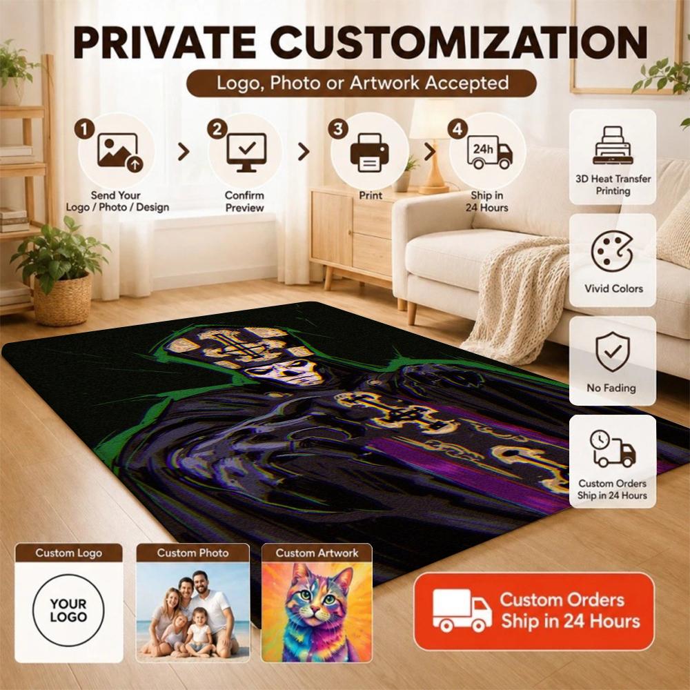 Dark Gothic Skeleton Bishop Rectangular Rug Soft Nonslip Carpet For Hallway Doorway Kitchen Home Decor Great Holiday Gift