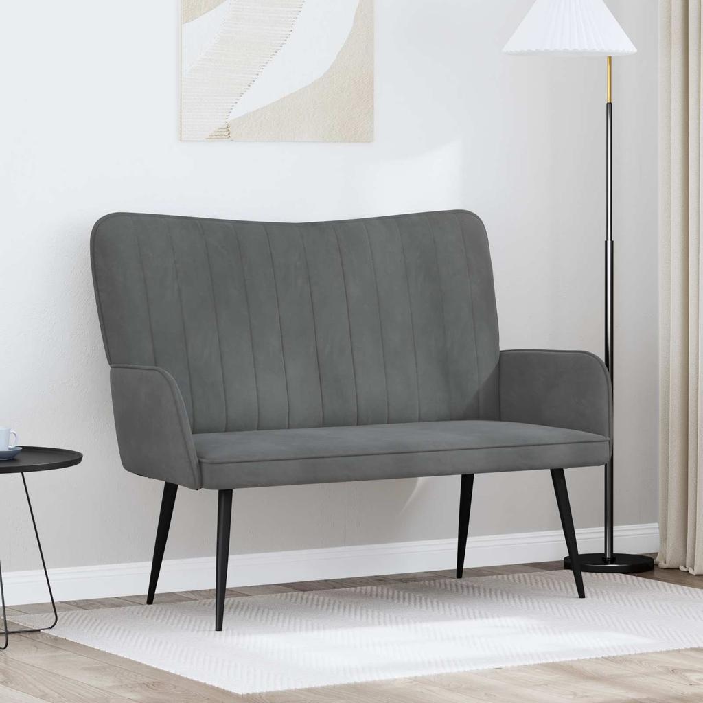 2 Seater Sofa Dark Grey 115 x 61 x 87 cm Velvet (V)